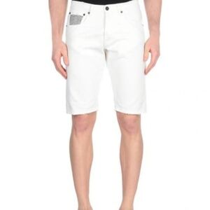 Macchia J White Denim Jean Short Classic Cotton Studs Made Italy Sz 31 ButtonFly